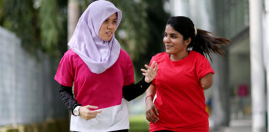 muslim woman and Indian woman with limb missing
