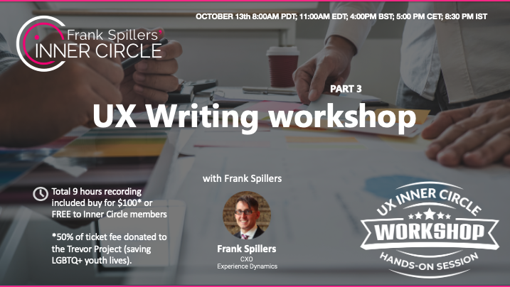 UX Writing workshop- part 3 coming up!