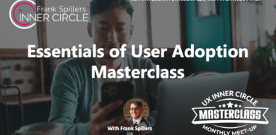 Asian man looks at his phone with laptop nearby slide on user adoption masterclass