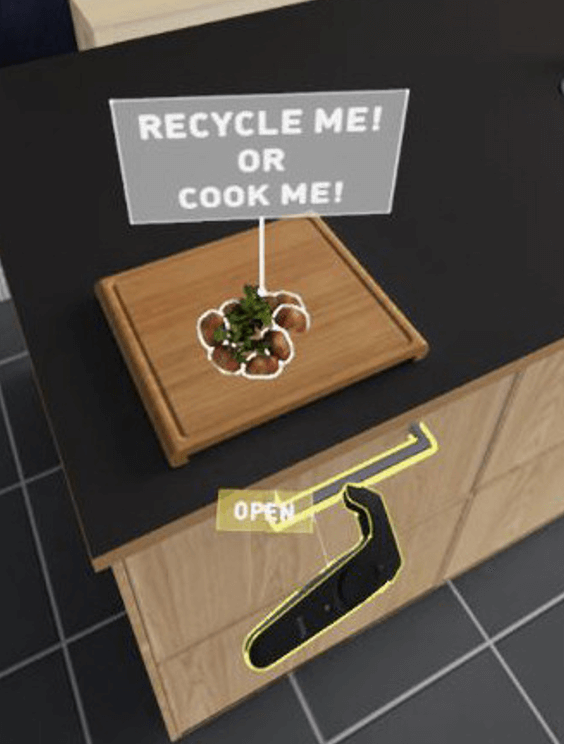 Ikea VR showing selectable item or affordance in VR UX