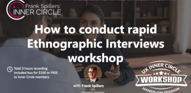 Female User researcher conducts an ethnographic interview with a man
