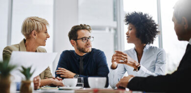 diverse team discussing design