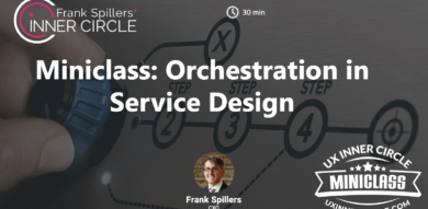 orchestration in service design webinar slide cover, hand adjusts dial 1-2-3-4