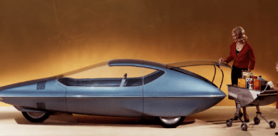 worlds fair 1969 futuristic car with white family